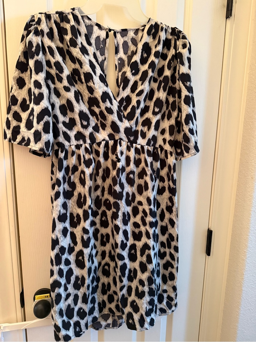 SHEIN Animal Print Short Sleeve Dress - Black & Cream